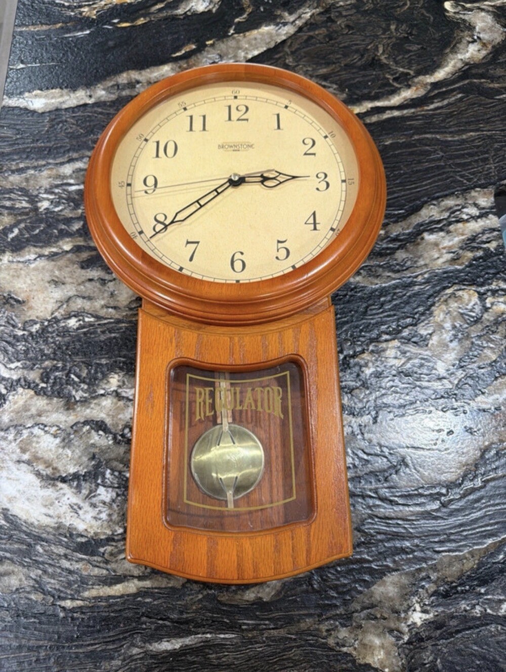 Brownstone Wooden Regulator Pendulum Wall Clock Westminster Chime Quartz
